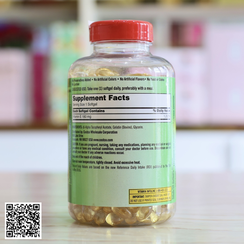 Viên Uống Vitamin E Kirkland Signature Vitamin E 400 IU Mỹ 500 Viên