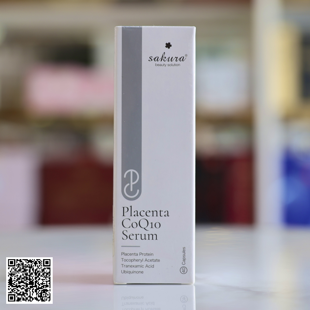 Serum Trắng Da, Hỗ Trợ Ngừa Lão Hóa Và Cấp Ẩm Sakura Placenta CoQ10 Serum Nhật Bản 40 Viên