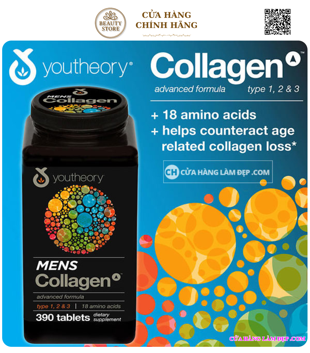 Viên uống Collagen Youtheory Mens Type 1, 2 & 3 Dành Cho Nam