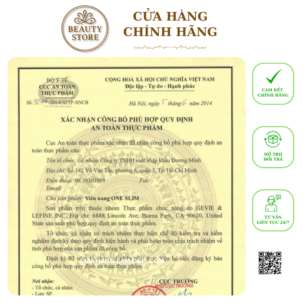 Viên Uống Giảm Cân One Slim 60 viên của Mỹ