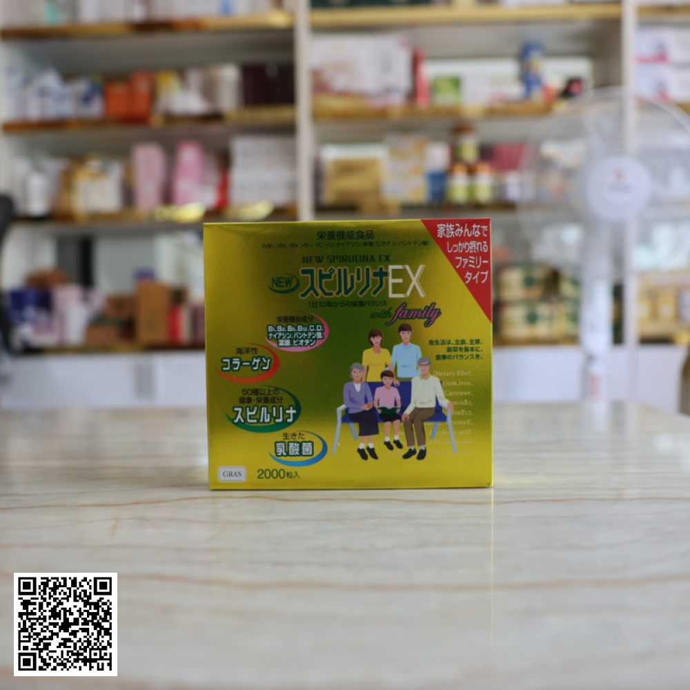 Tảo Vàng Spirulina Ex Cao Cấp Nhật Bản Hộp 2000 Viên