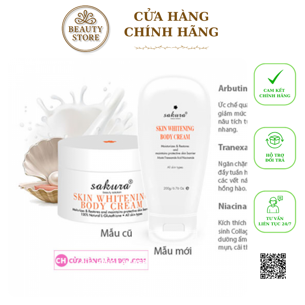 Kem Dưỡng Trắng Da Toàn Thân Sakura Skin Whitening L-Glutathione Body Cream