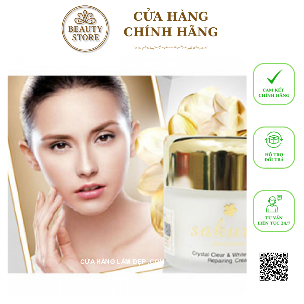 Kem Dưỡng Trắng Làm Chậm Lão Hóa, Phục Hồi Da Ban Đêm Sakura Crystal & White Repairing Cream