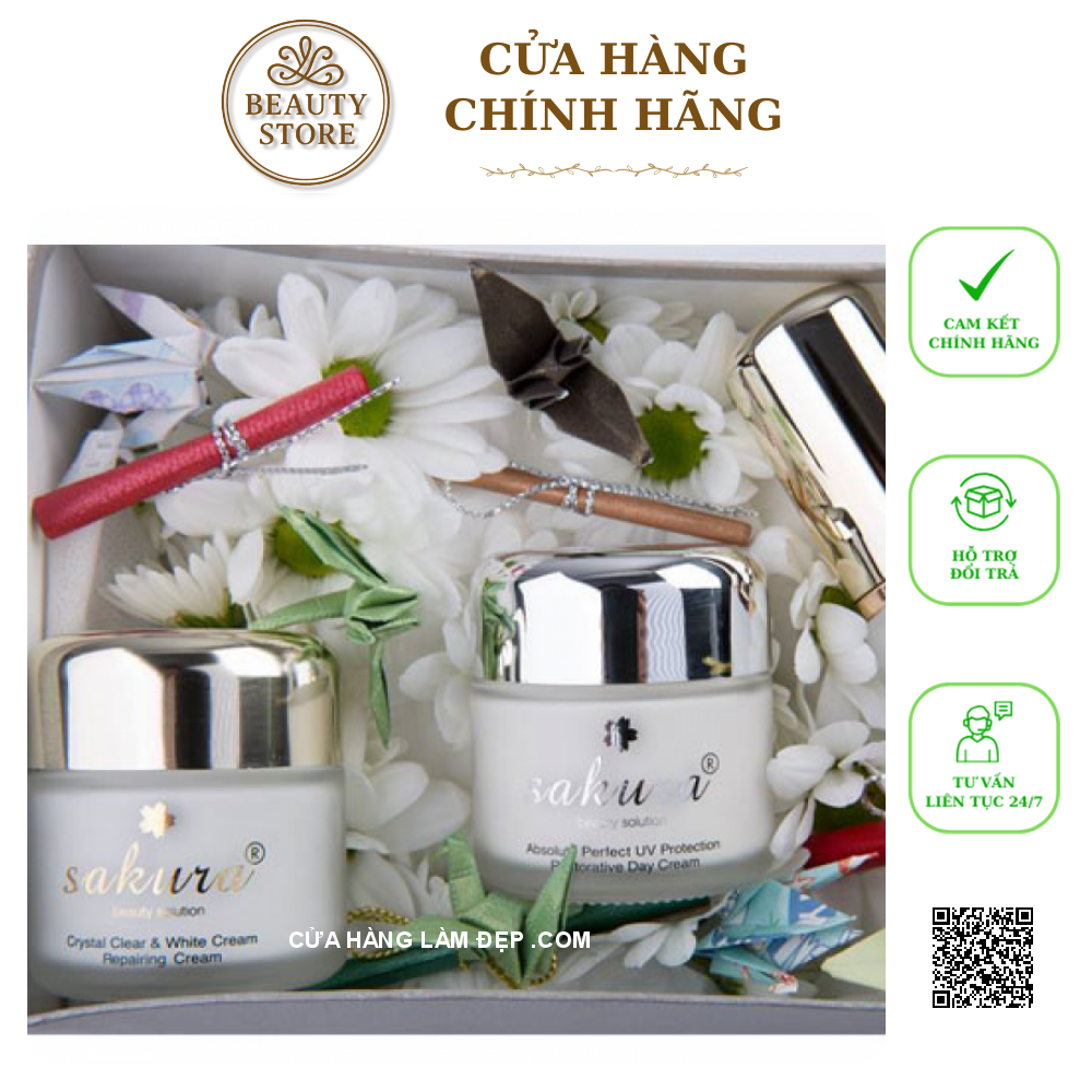 Kem Dưỡng Trắng Làm Chậm Lão Hóa, Phục Hồi Da Ban Đêm Sakura Crystal & White Repairing Cream