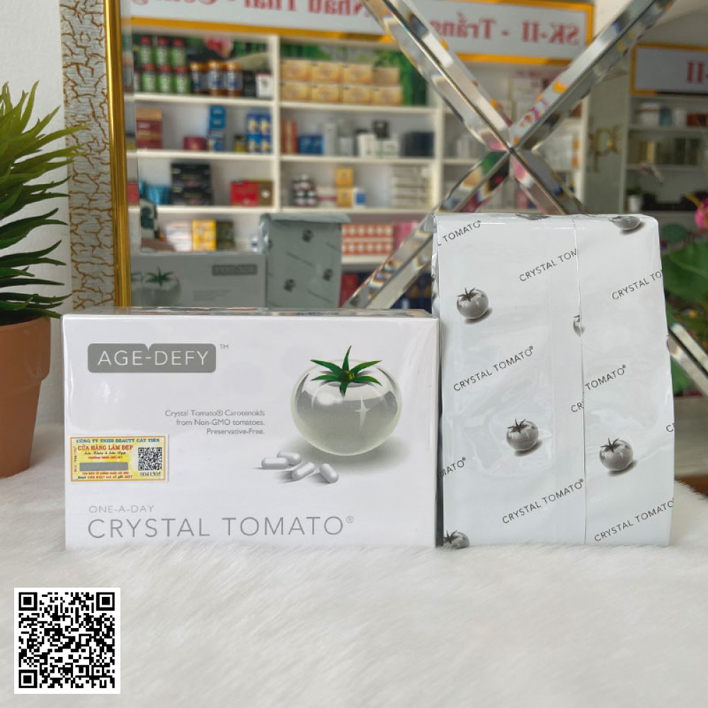 Viên Uống Crystal Tomato Age-Defy Trắng Da Toàn Thân Mỹ 30 Viên