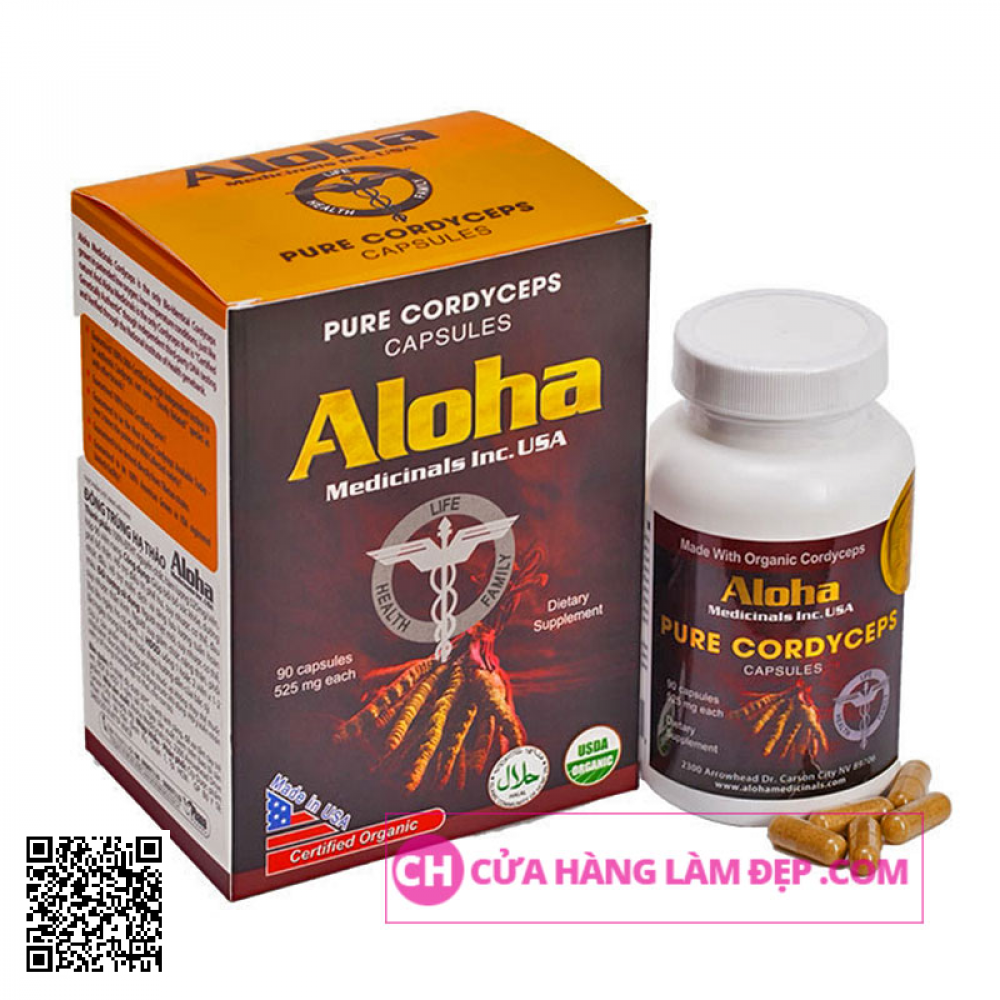 Đông Trùng Hạ Thảo Aloha Pure Cordyceps 90 viên của Mỹ