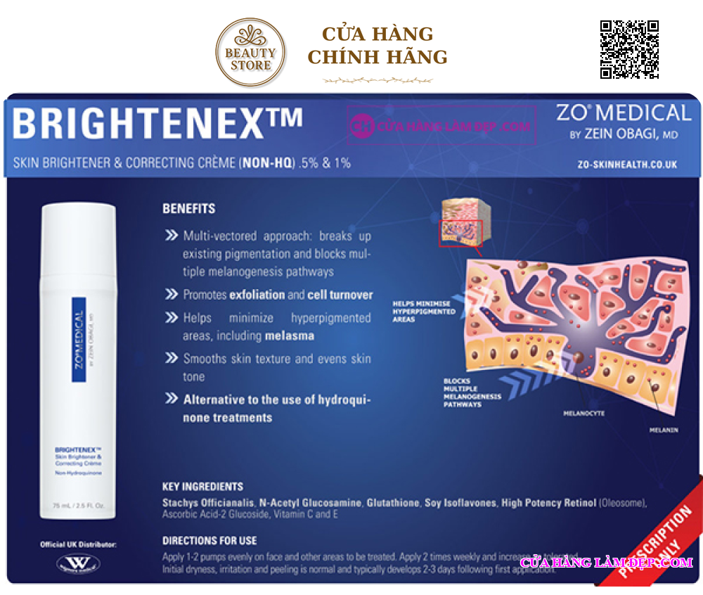 Kem Dưỡng Sáng, Tái Tạo Da ZO Brightenex Skin Britener and Correcting Cream