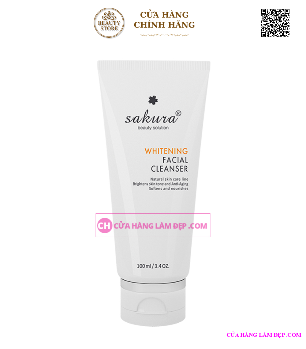 Sữa Rửa Mặt Dưỡng Trắng Da, Hỗ Trợ Ngừa Lão Hóa Sakura Whitening Facial Cleanser