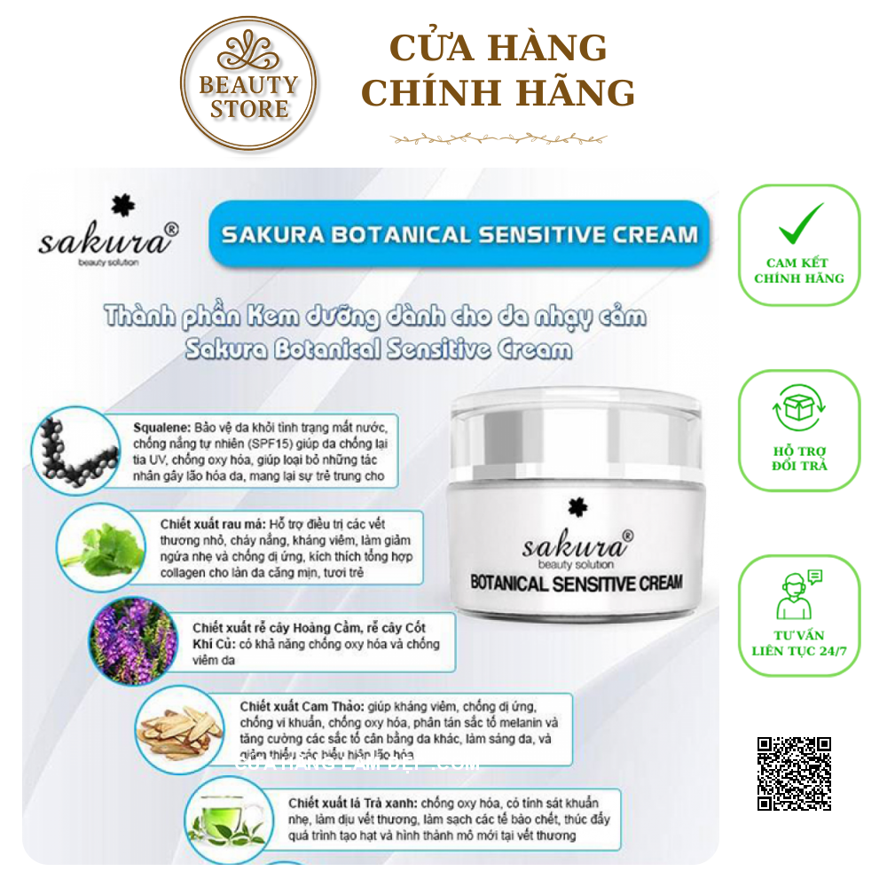 Kem Dưỡng Trắng Da Cho Da Nhạy Cảm Sakura Botanical Sensitive Cream