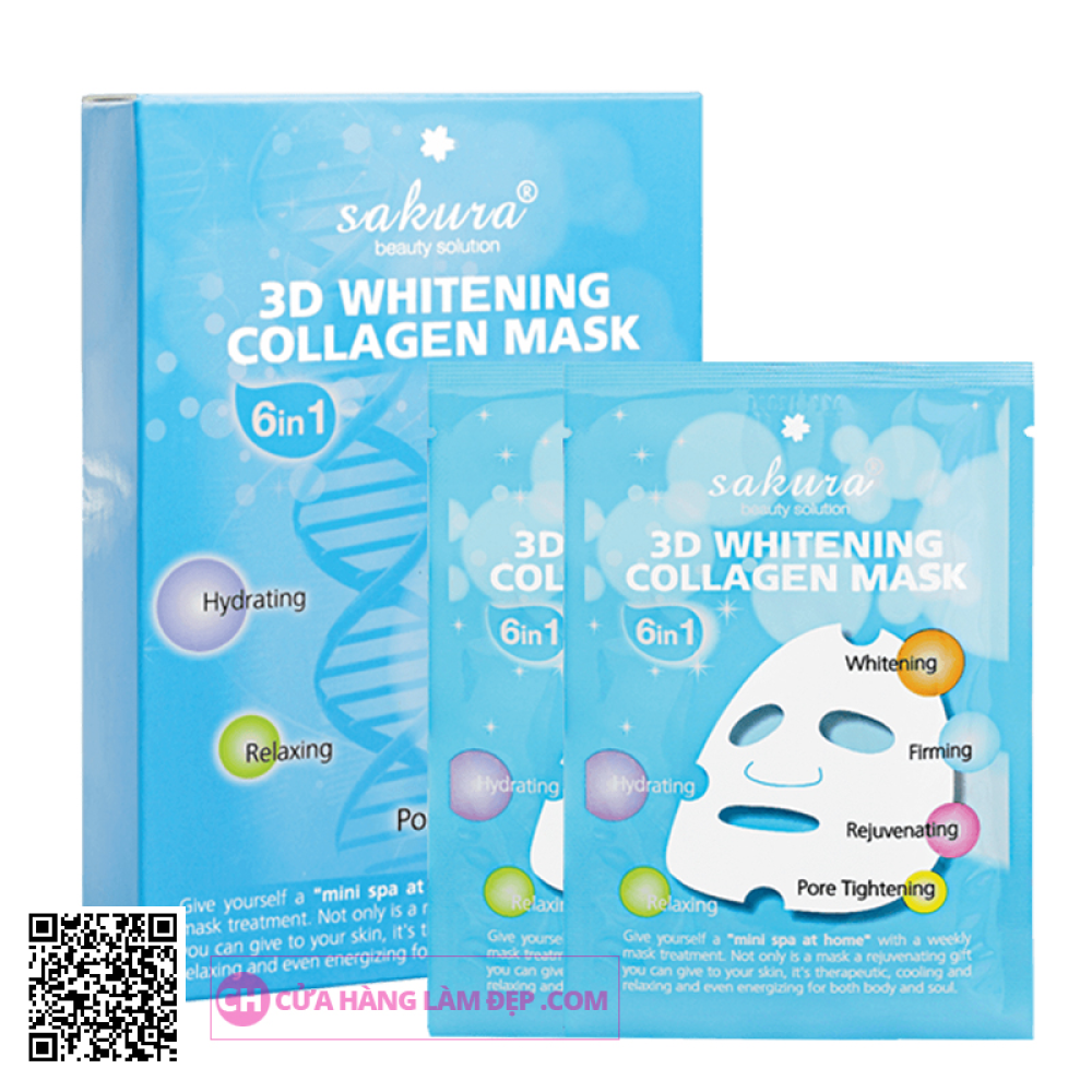 Mặt Nạ Dưỡng Trắng Da & Nâng Cơ Sakura 3D Whitening Collagen Mask