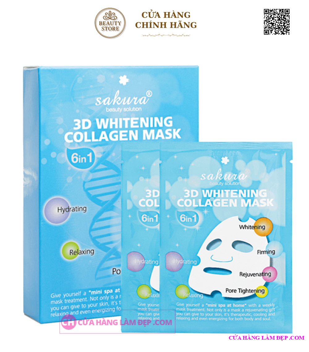 Mặt Nạ Dưỡng Trắng Da & Nâng Cơ Sakura 3D Whitening Collagen Mask