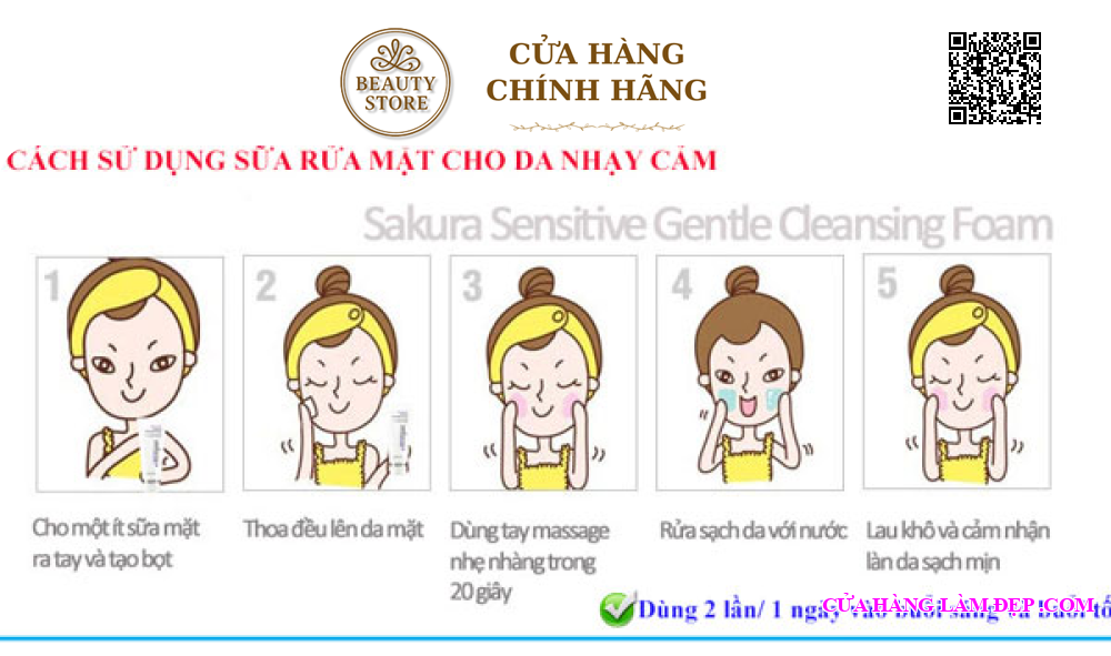 Sữa Rửa Mặt Dành Cho Da Nhạy Cảm Sakura Sensitive Gentel Cleasing Foam