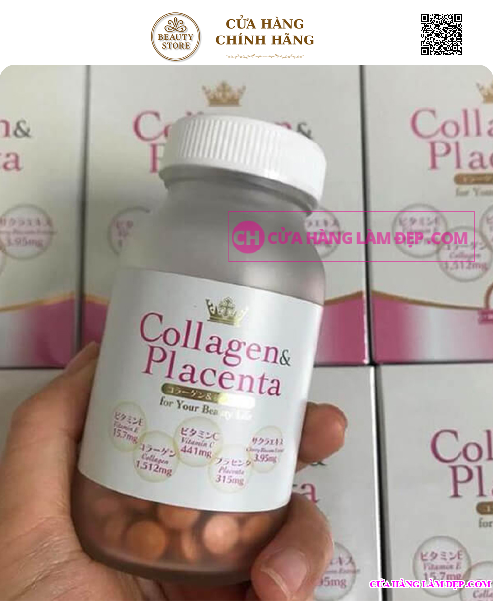 Uống Trắng Da Collagen Placenta Của Nhật 270 Viên