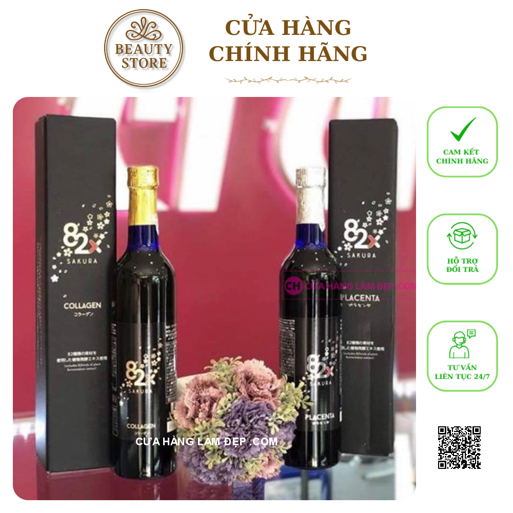 Combo 2 Chai Collagen Và Tinh Chất Nhau Thai Placenta 82x Sakura Nhật Bản