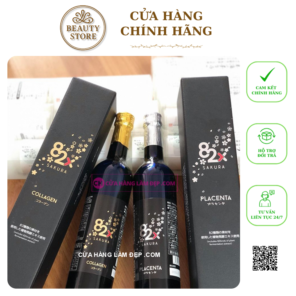 Combo 2 Chai Collagen Và Tinh Chất Nhau Thai Placenta 82x Sakura Nhật Bản
