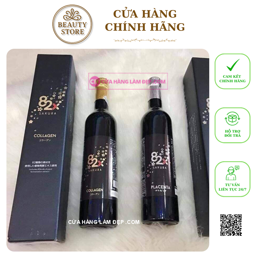 Combo 2 Chai Collagen Và Tinh Chất Nhau Thai Placenta 82x Sakura Nhật Bản