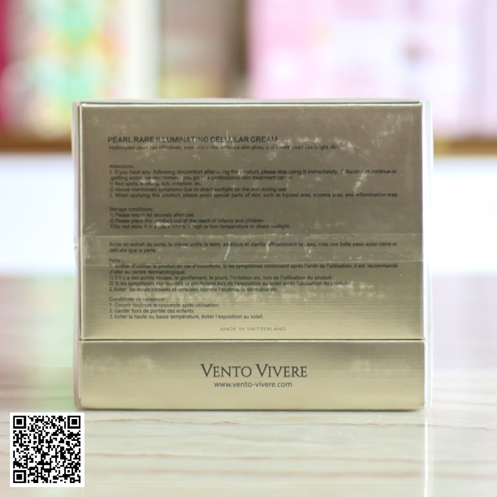 Kem Pearl Rare Vento Vivere Dưỡng Da Mờ Nám Cao Cấp 30g Thụy Sỹ