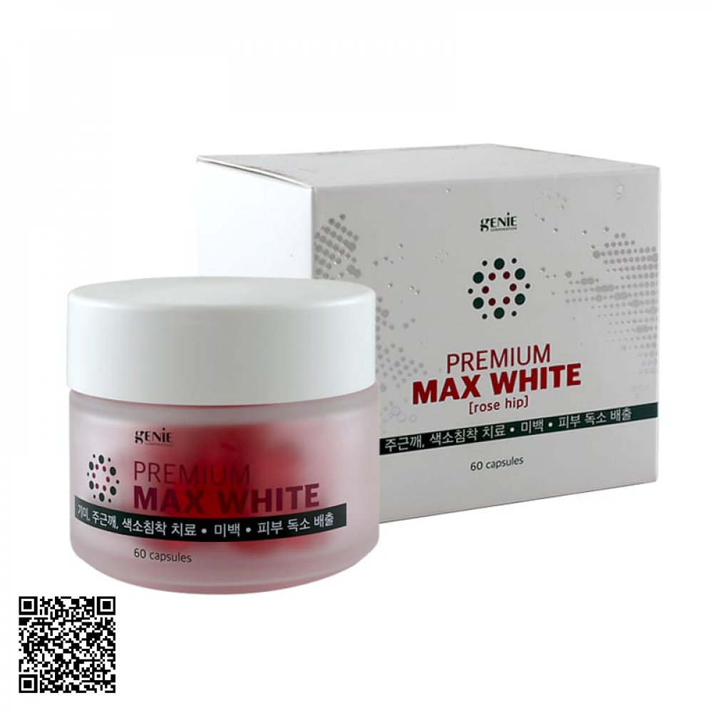 Viên Uống Trắng Da Genie Premium Max White Rose Hip Màu Đỏ Từ Hàn Quốc