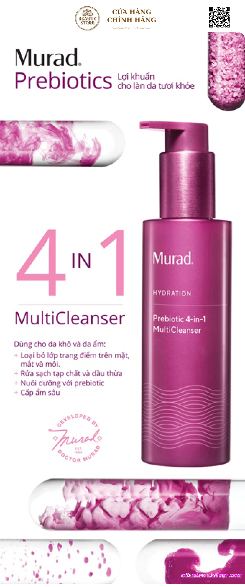 Sữa rửa mặt tẩy trang sinh học Prebiotic 4-In-1 MultiCleanser