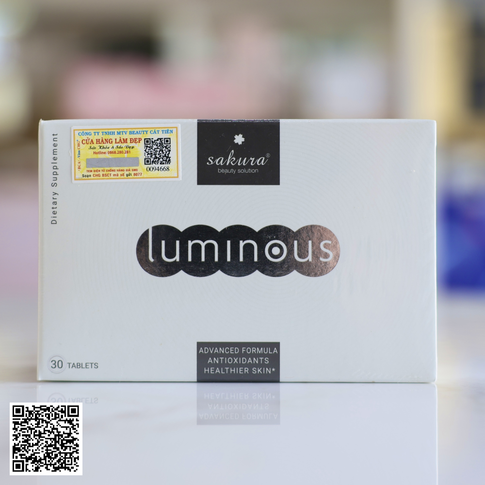 Viên Uống Cà Chua Trắng Luminous Sakura Trắng Da,Mờ Nám Nhật Bản Hộp 30 Viên 