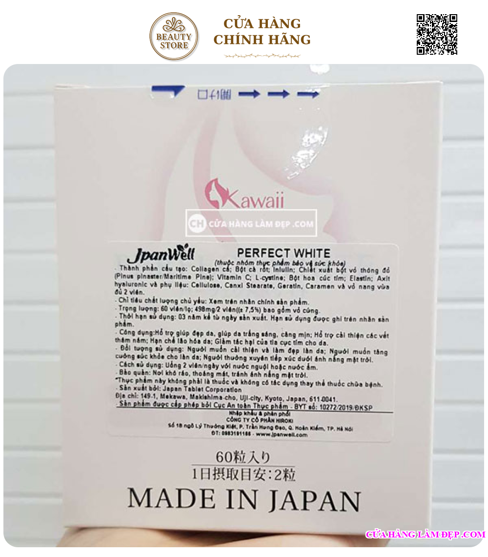 Viên Uống Làm Trắng Da, Hỗ Trợ Ngừa Lão Hóa Perfect White Nhật Bản