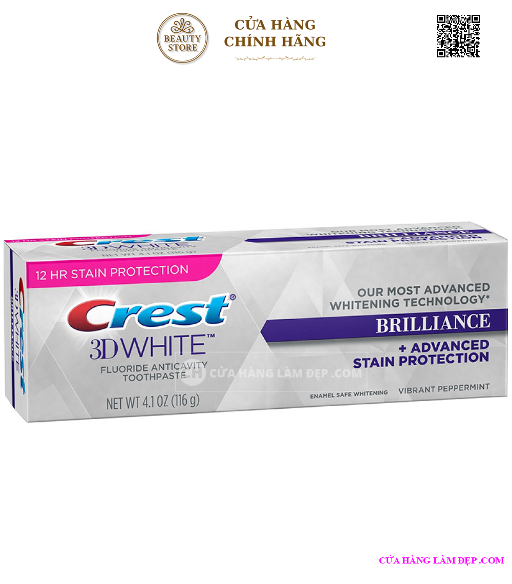 Kem Đánh Răng Crest 3D White Fluoride Anticavity Toothpaste Brilliance 116g