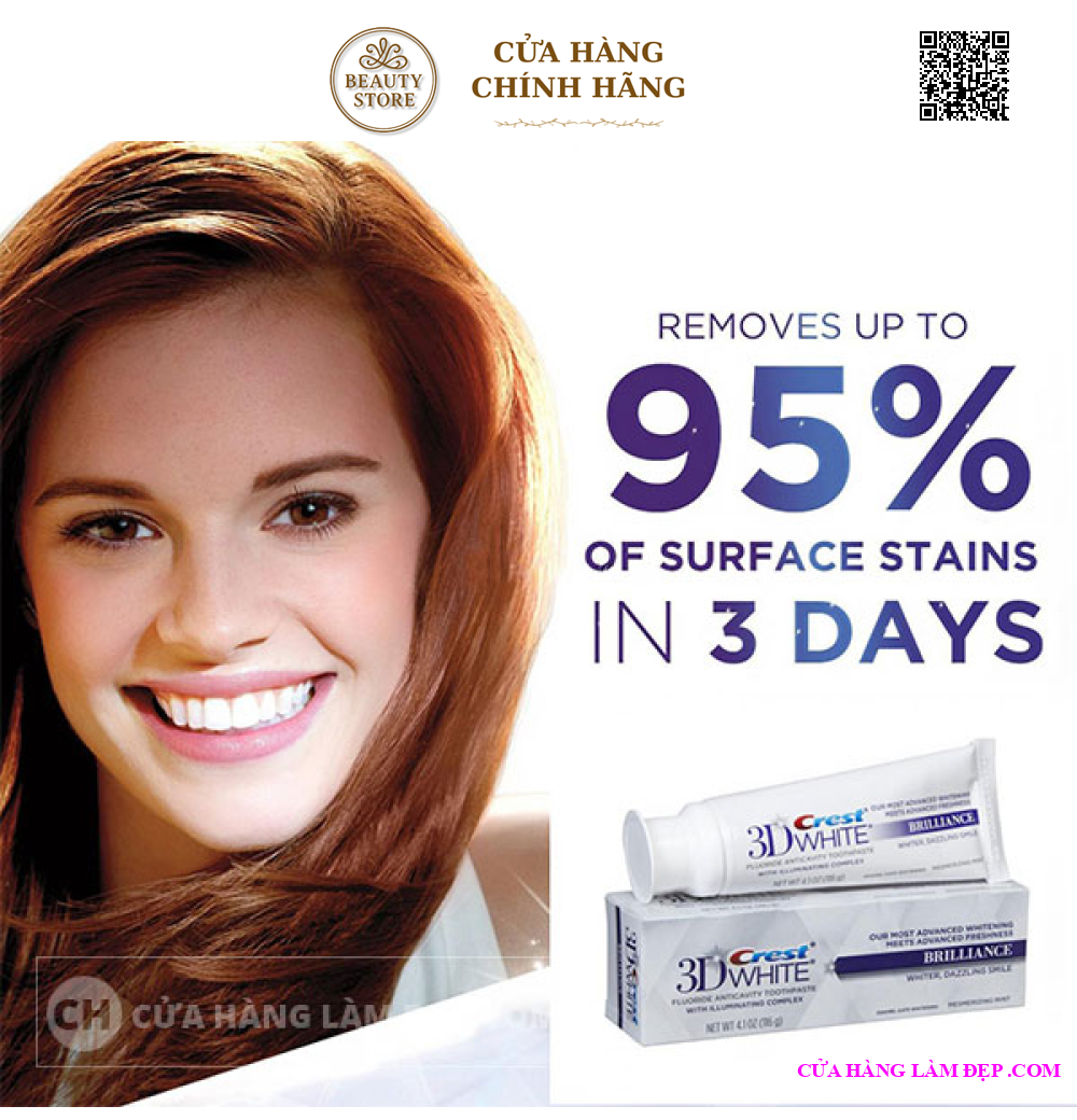 Kem Đánh Răng Crest 3D White Fluoride Anticavity Toothpaste Brilliance 116g