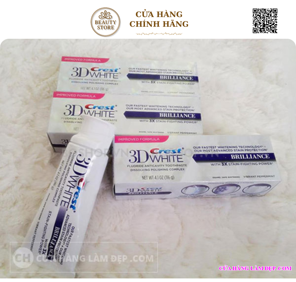 Kem Đánh Răng Crest 3D White Fluoride Anticavity Toothpaste Brilliance 116g