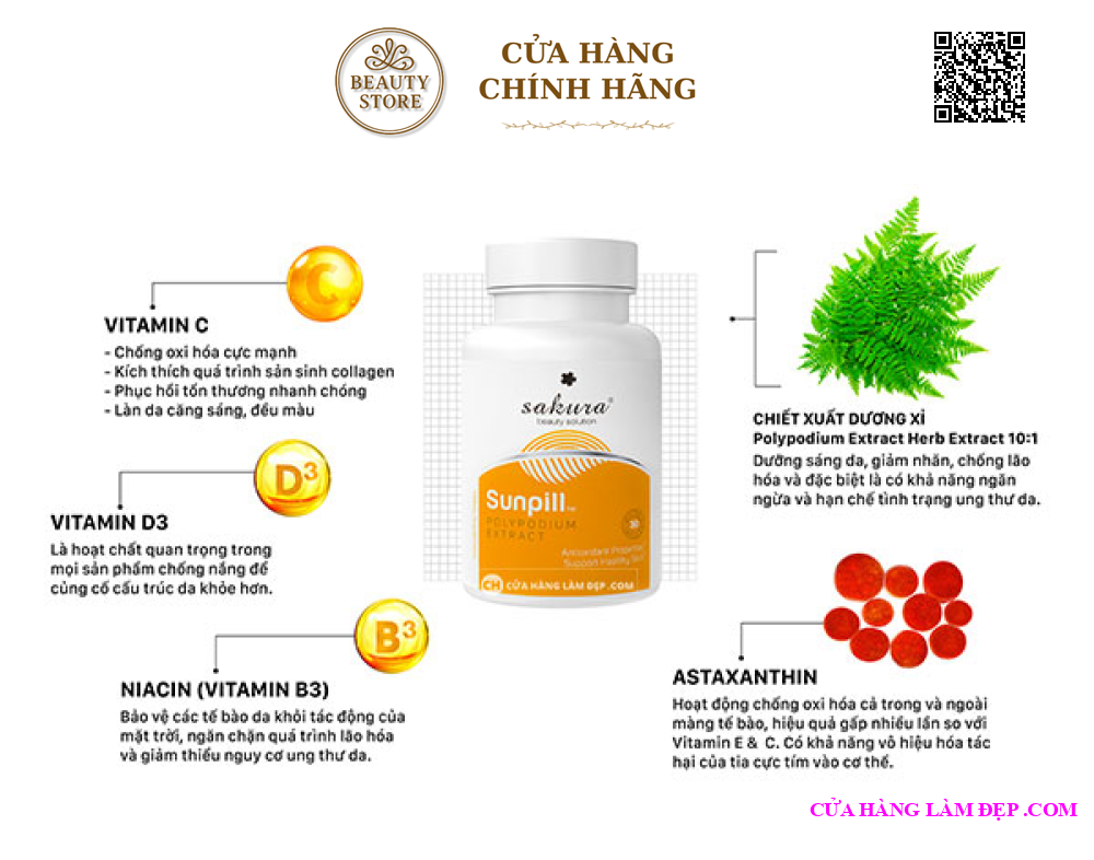 Viên Uống Chống Nắng Sinh Học Toàn Thân Sakura Sunpill