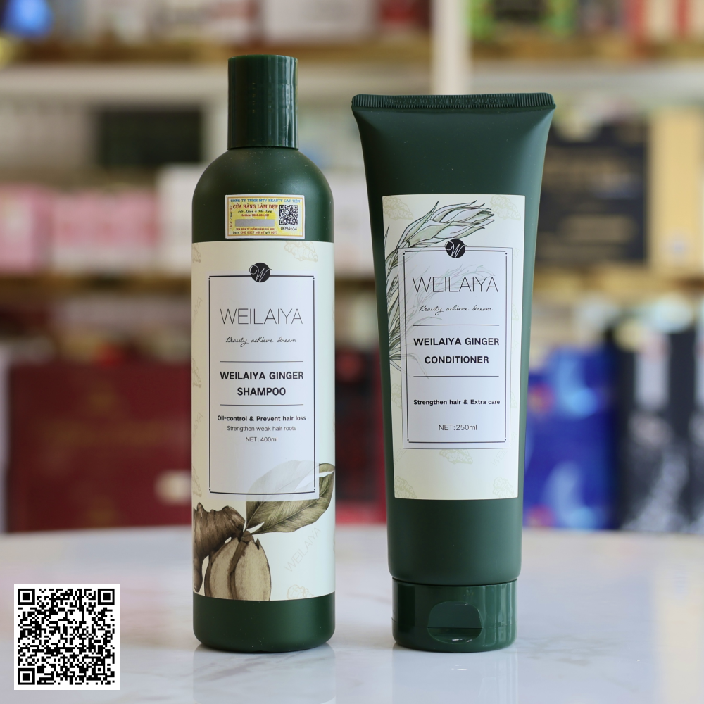 Bộ Dầu Gội Xả Gừng Tươi Weilaiya Ginger Shampoo 400ml x Conditioner 250ml Từ Trung Quốc