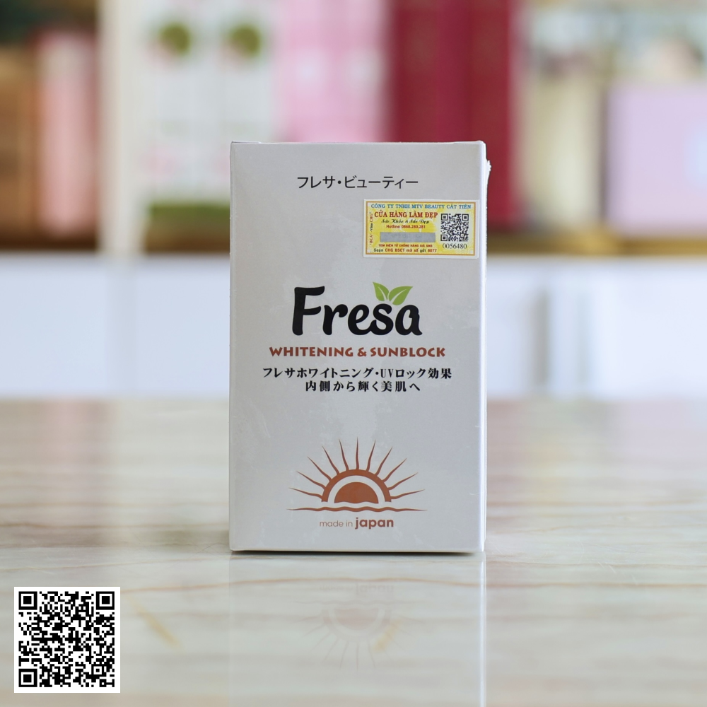 Viên Uống Chống Nắng Trắng Da Fresa Whitening & Sunblock Nhật Bản 90 Viên 
