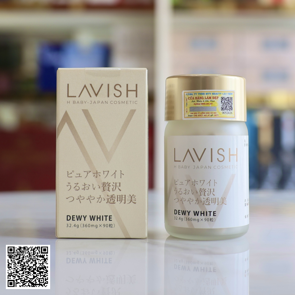 Viên Uống Nhật Bản Làm Trắng & Dưỡng Da Căng Bóng Lavish H Baby Dewy White 90 Viên