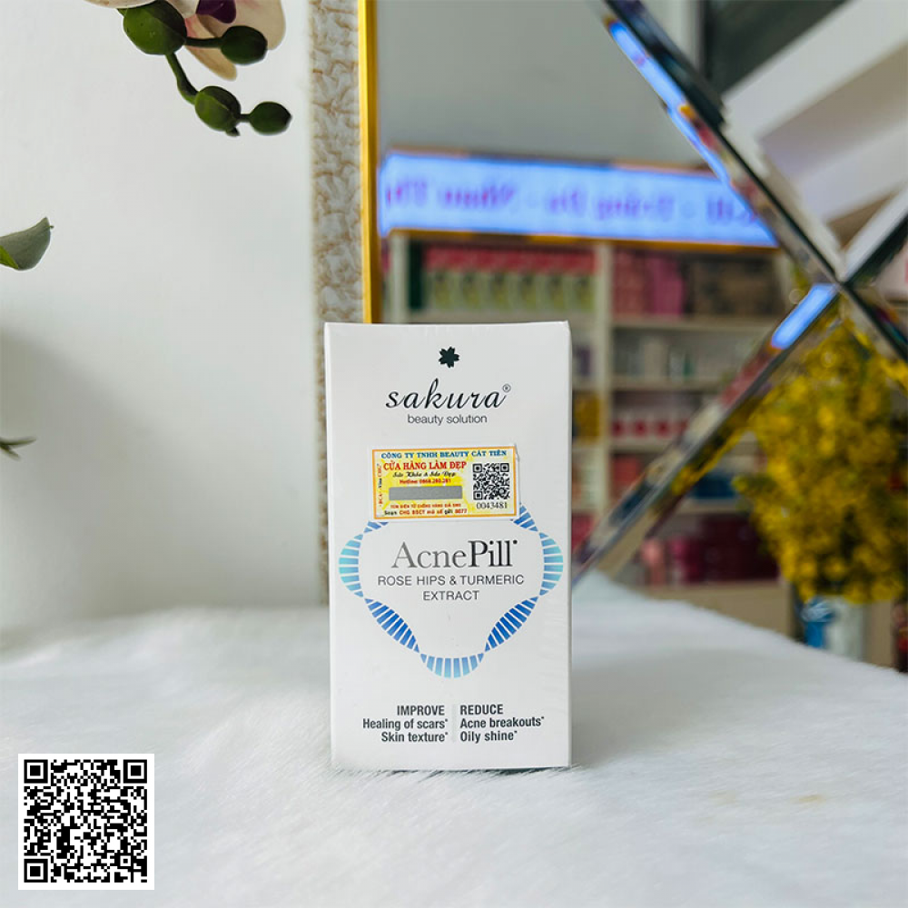 Viên Uống Giảm Mụn, Xóa Tan Sẹo Thâm Sakura AcnePill Nhật Bản 60 Viên