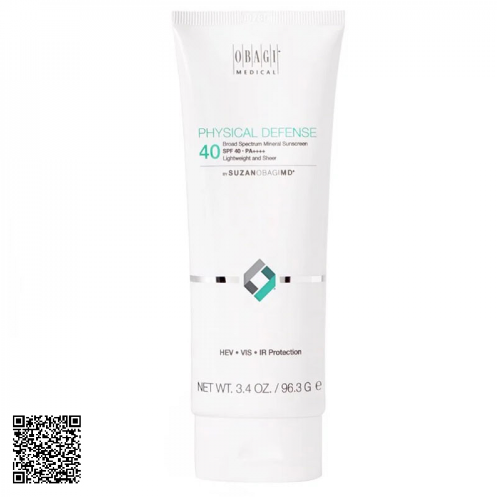 Kem Chống Nắng Vật Lý SuzanObagiMD Physical Defense Broad Spectrum SPF 40 Mỹ 3.4OZ / 96.3G