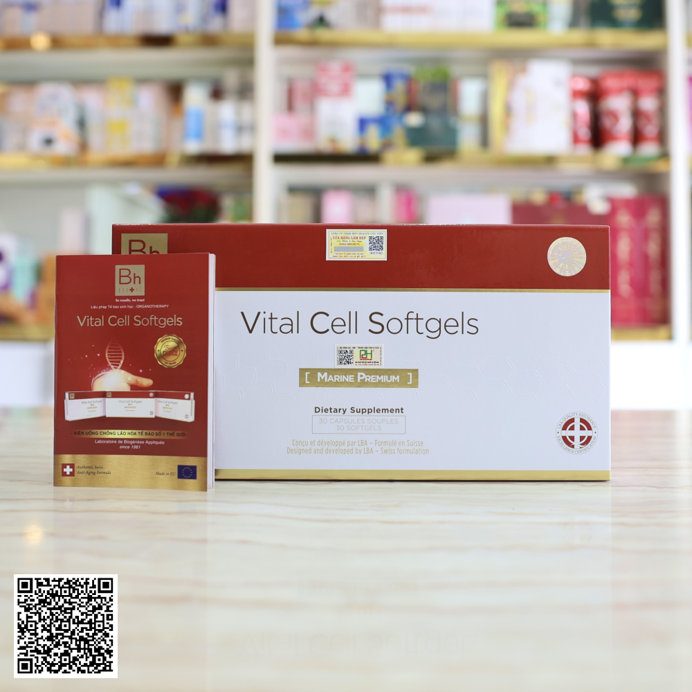 Viên Uống Trẻ Hóa Tế Bào Bhmed Vital Cell Softgels Marine Premium Chiết Xuất Sinh Vật Đại Dương Của Thụy Sĩ 30 Viên