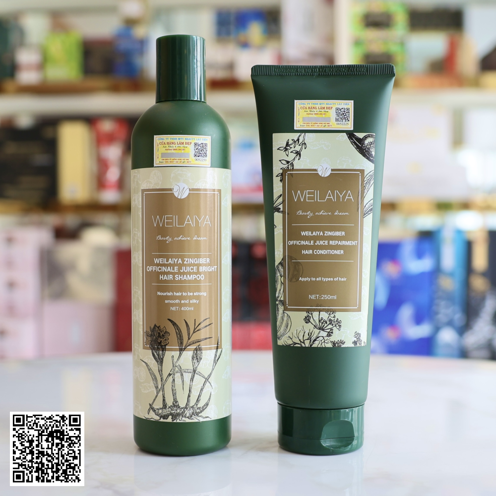 Bộ Dầu Gội Xả Gừng Hà Thủ Ô Weilaiya Zingiber Oficinale Juice Ngăn Rụng Tóc Từ Trung Quốc 400ml x 250ml