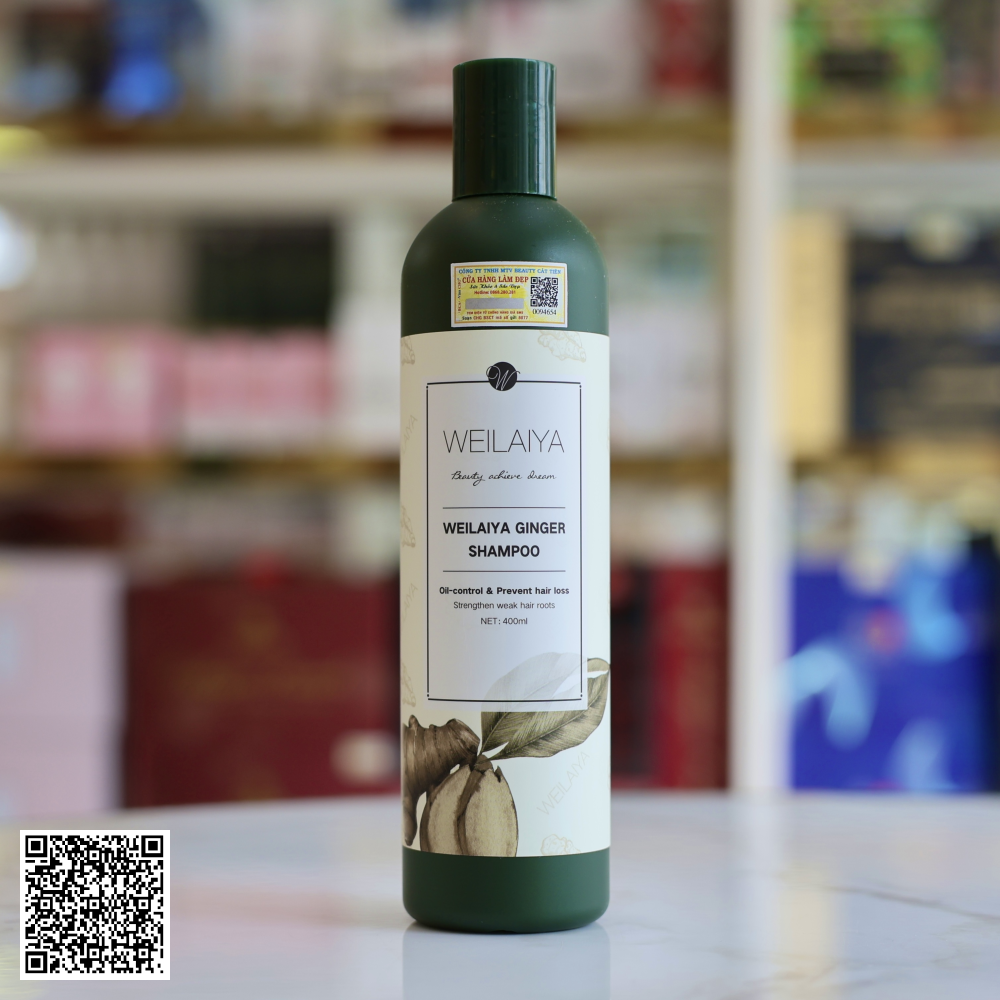 Dầu Gội Weilaiya Ginger Shampoo Gừng Trắng Ngăn Rụng Và Kích Mọc Tóc Chiết Xuất Thiên Nhiên Từ Trung Quốc 400ml