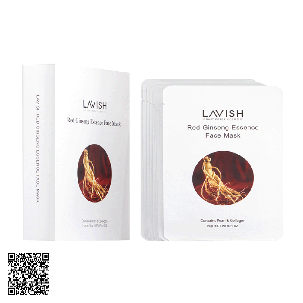Mặt Nạ Hồng Sâm Red Ginseng Essence Face Mask Lavish H Baby Dưỡng Trắng Da Hàn Quốc 10 Miếng