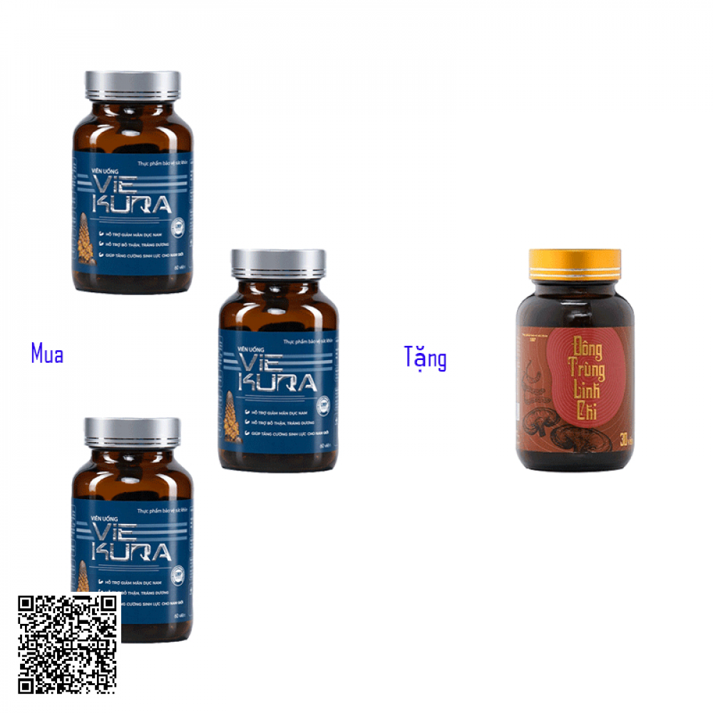 [Combo Mua 3 Tặng 1] Combo 3 Viên Uống Cửu Dược Nhục Thung Dung Viekura True Natural Tặng 1 Viên Uống Đông Trùng Linh Chi