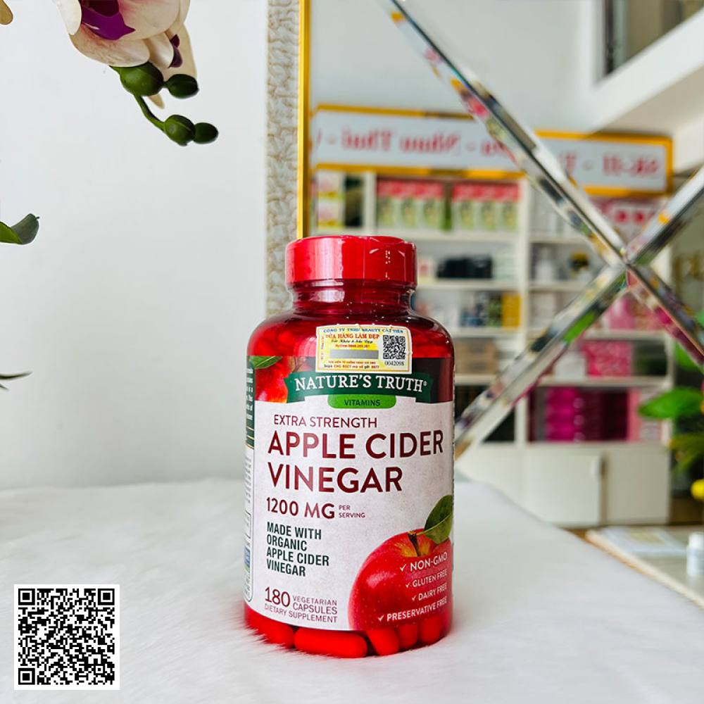 Viên Giấm Táo Hữu Cơ Nature’s Truth Apple Cider Vinegar 1200mg Giảm Cân Của Mỹ 180 Viên
