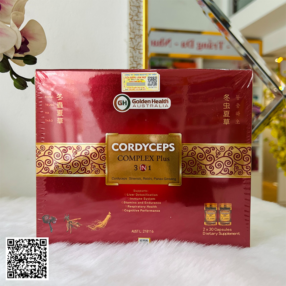 Viên Uống Đông Trùng Hạ Thảo Cordyceps Complex Plus 3 In 1 Golden Health Của Úc