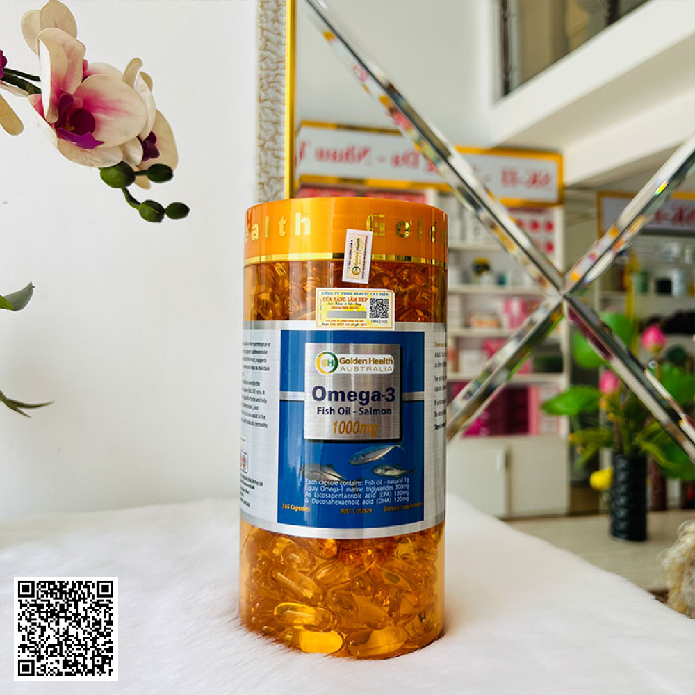 Viên Uống Dầu Cá Hồi Omega-3 Fish Oil - Salmon 1000mg Golden Health Của Úc Lọ 365 Viên 