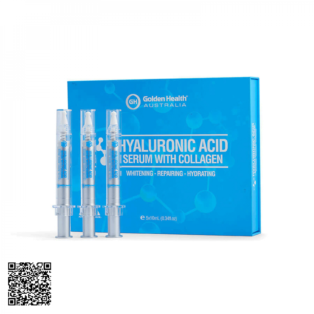 Tinh Chất Hyaluronic Acid Serum With Collagen Golden Health Của Úc Hộp 5 Lọ 10ml