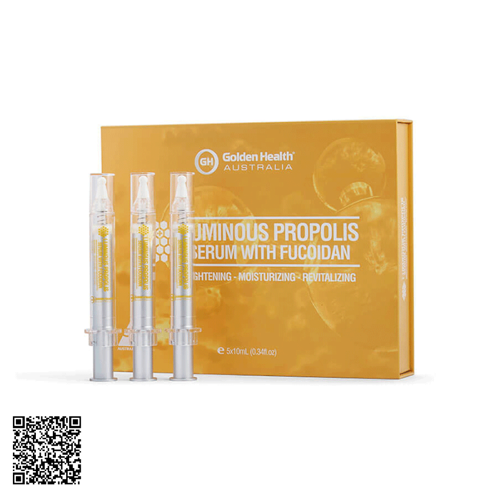 Tinh Chất Luminous Propolis Serum With Fucoidan Keo Ong Và Tảo Biển Golden Health Của Úc Hộp 5 Lọ 10ml