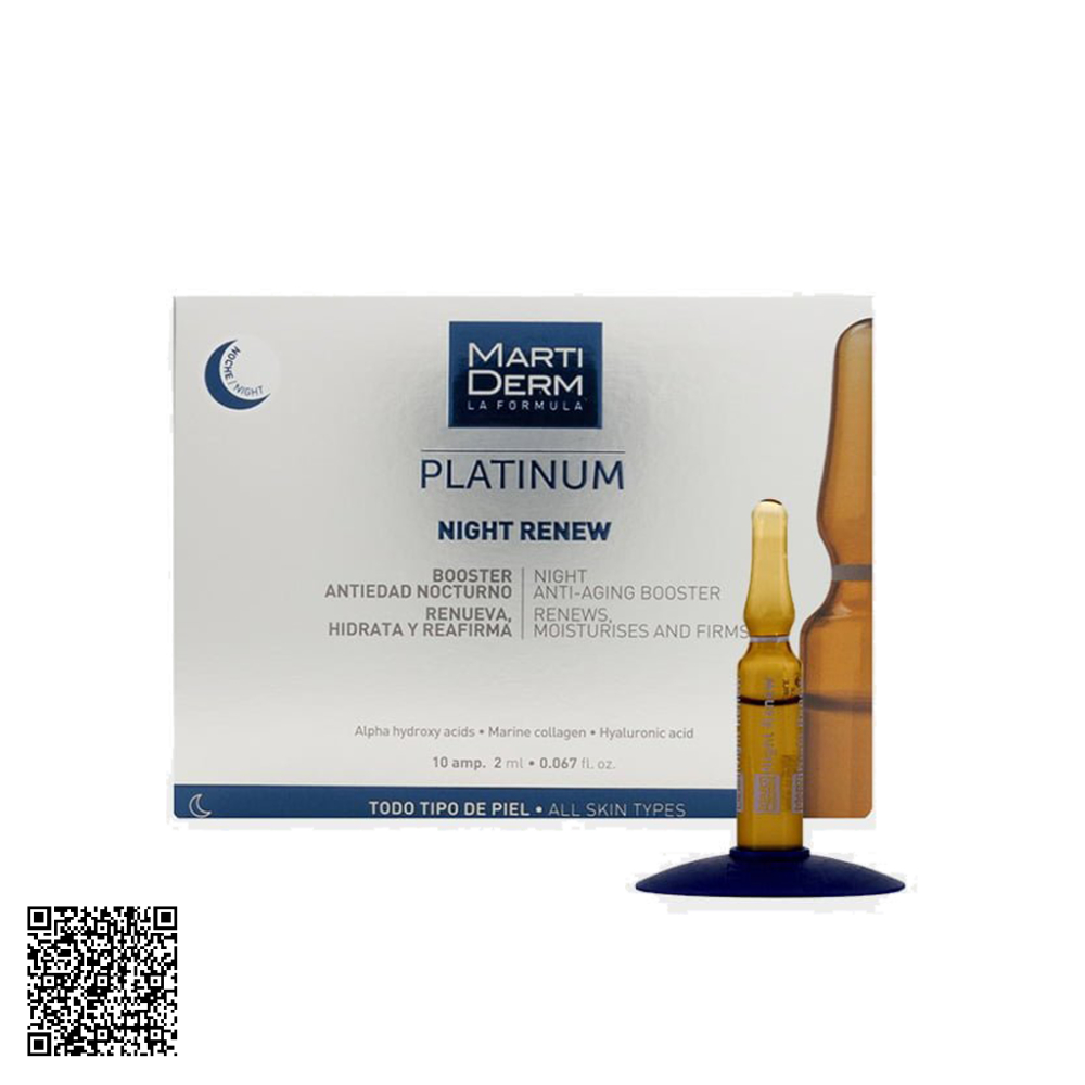 Tinh Chất MartiDerm Ampoule Platinum Night Renew Hỗ Trợ Ngừa Lão Hóa & Tái Tạo Da Ban Đêm Của Tây Ban Nha 30 Ống