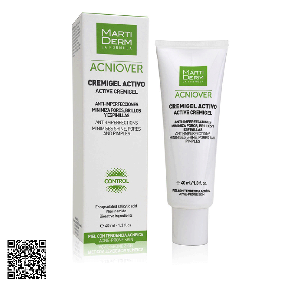 Kem Dưỡng Giảm Nhờn, Mụn MartiDerm Acniover Active Cremigel Tây Ban Nha 40ml