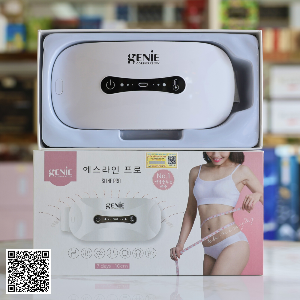 Combo Giảm Mỡ Bụng Tại Nhà Đai Massage Tan Mỡ Bụng Genie Sline Pro + Kem Tan Mỡ Genie Sauna Belly Hot Hàn Quốc