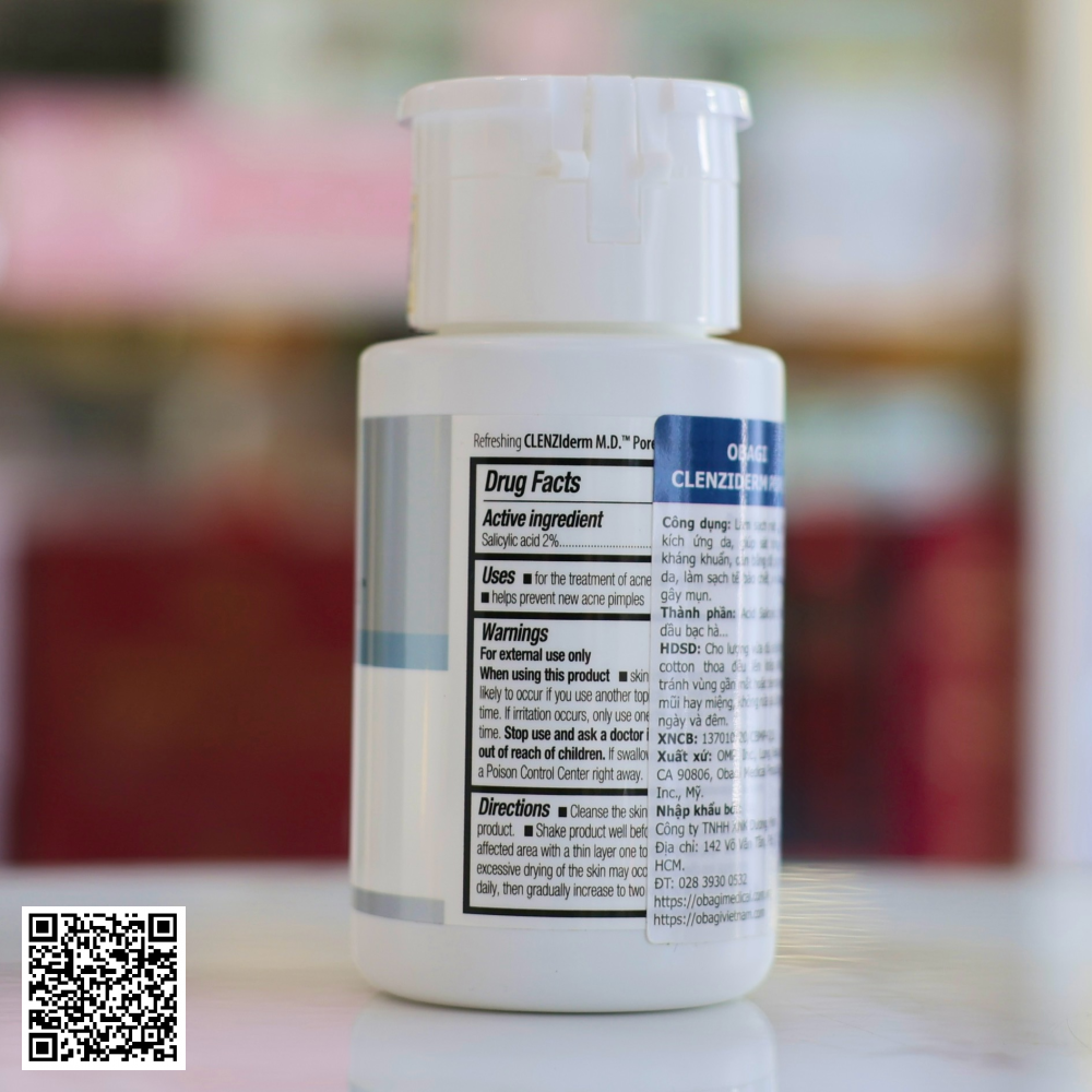 Nước Hoa Hồng Obagi BHA 2% Clenziderm MD Pore Therapy Mỹ 148ml