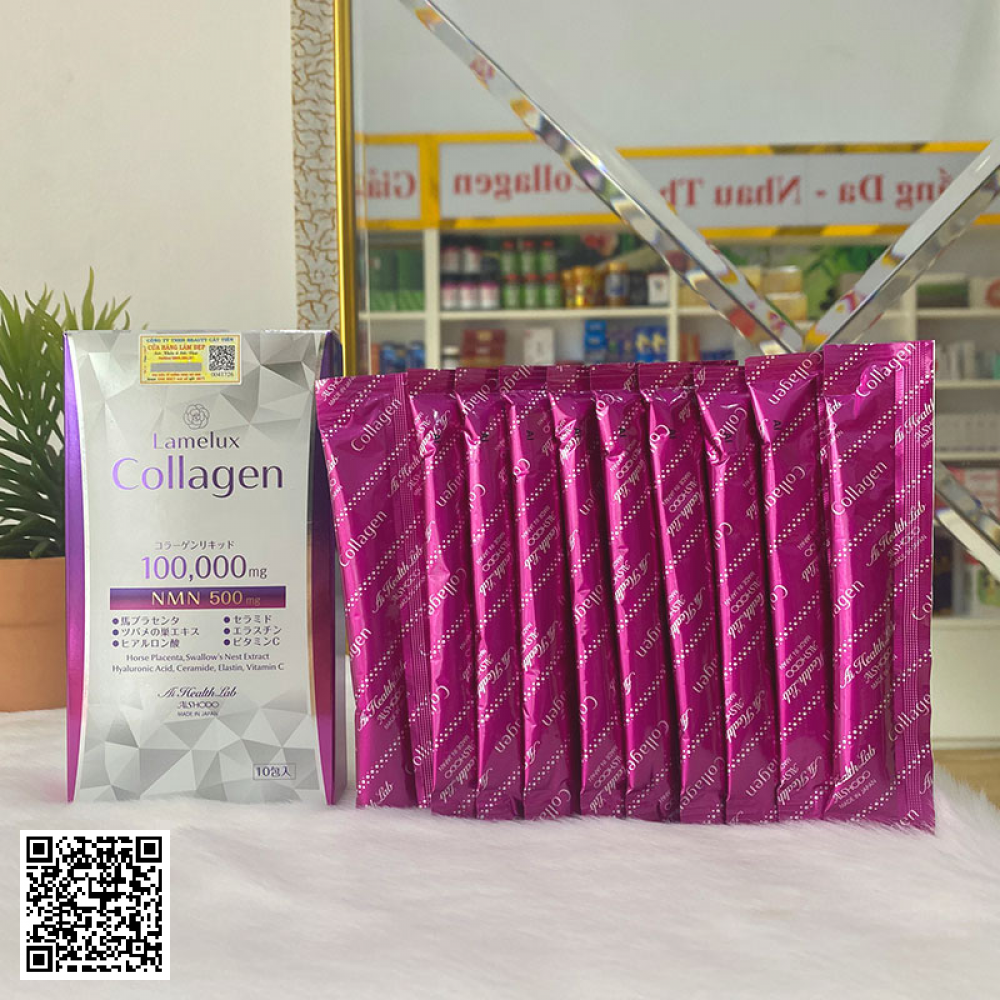 Nước Uống LameLux Collagen 100.000mg NMN 500mg Nhật Bản 10 Gói/Hộp