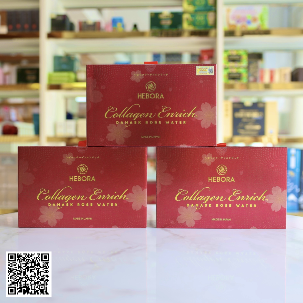 Combo Nước Uống Hebora Collagen Enrich Damask Rose Drink Từ Nhật Bản 3 Hộp